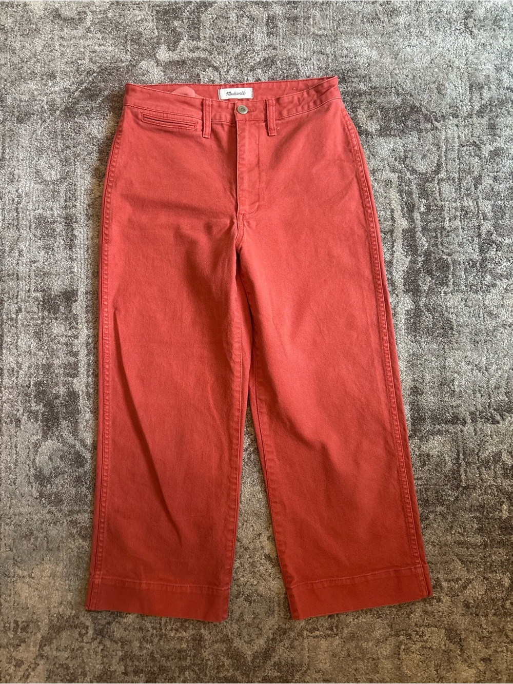 Madewell Red Cropped Wide-Leg Jeans